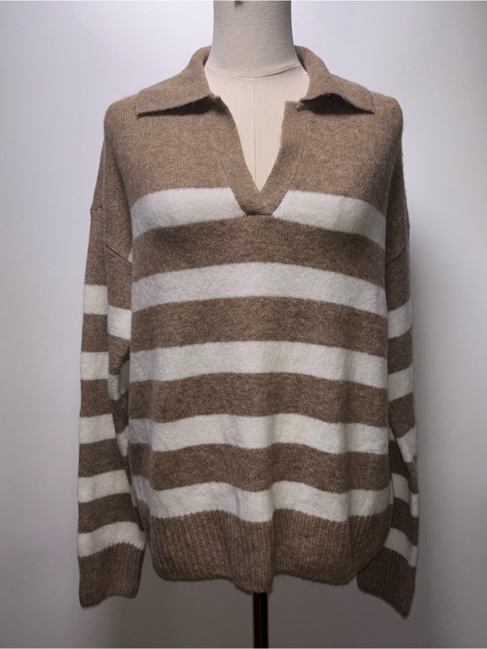 CeCe Striped Polo Sweater Size S